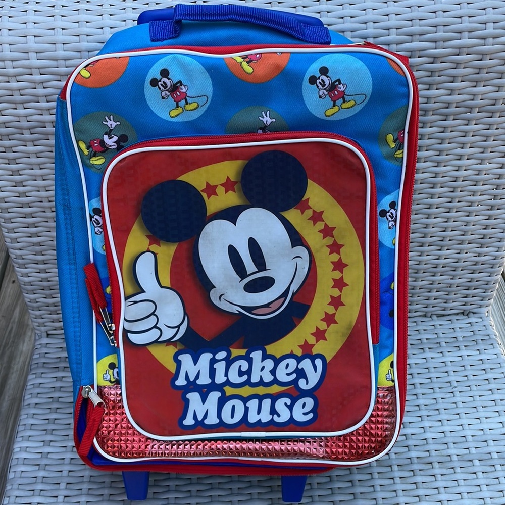 DISNEY- MICKEY MOUSE Rolling Suitcase/Luggage Vintage